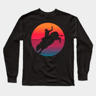 Rodeo Bull rider retro sunset Long Sleeve T-Shirt